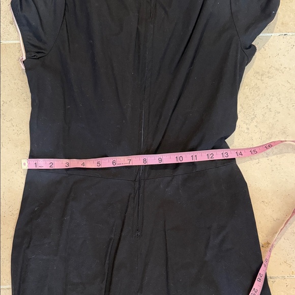 Retro Vintage Black and Pink Trim Dress - Picture 5 of 6